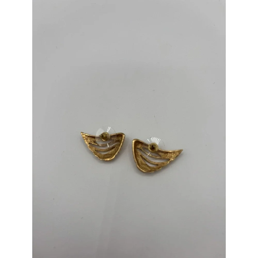 Givenchy Paris New‎ York Angel Wing Pierced Earrings Vintage Signed - Picture 4 of 6